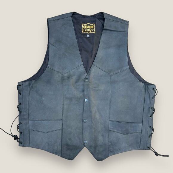 Genuine Leather Other - Genuine Leather Men’s Black Motorcycle Vest Size: 50